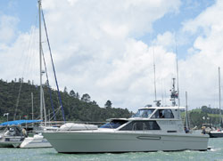 Customs patrol vessel Hawk patrolling Opua harbour.