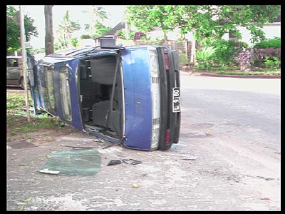 The driver was over drunk and had small injury